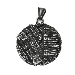 Античное Серебро 304 подвески из нержавеющей стали, плоский круглый шарм, античное серебро, 40x35.5x3.5 мм, отверстие : 8x4.5 мм