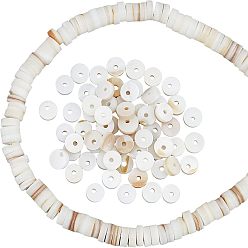 Freshwater Shell Freshwater Shell Beads Strands, Disc/Flat Round, Heishi Beads, 5~5.5x0.5~2.5mm, Hole: 1mm, about 220~221pcs/strand, 15.75~16.5 ''(40~42cm), 1 strand/box