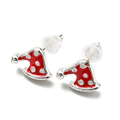 Hat Латунные серьги-гвоздики на рождественскую тематику, платина, шляпа, 7x10 мм