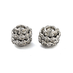 Платина Стойка покрытие латунные хрустальные бусины со стразами, рондель, без кадмия и без свинца, платина, 11.5x9 мм, отверстие : 1 мм