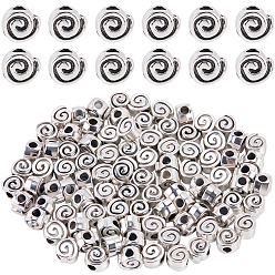 Antique Silver 100Pcs Tibetan Style Alloy Beads, Cadmium Free & Lead Free, Heart with Whorl, Antique Silver, 8x9x6mm, Hole: 3mm