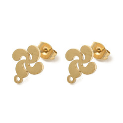 Золотой Ионное покрытие (ip) 304 детали серьги-гвоздики из нержавеющей стали, ветряная мельница, золотые, 11.5x9.5 мм, отверстие : 1.2 мм, штифты : 0.7x11 мм