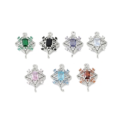 (52) Непрозрачная лаванда Латунь стекло кулоны, ромб прелести, с результатами платинового тона, разноцветные, 20x14x5 мм, отверстие : 1.5 мм