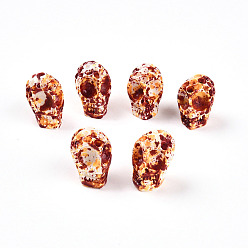 Сиена Бусины из смолы, окрашенные распылением, череп, цвет охры, 11.5~13x9~9.5x11~12 мм, отверстие : 1.4 мм, около 30~31 шт / нитка, 14.37~15.16 дюйм (36.5~38.5 см)