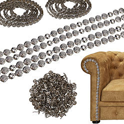 Античная Бронза 11 наборы 2 стили декоративные клейкие ленты для ногтей, декоративные гвоздики, обивка, плоско-круглые, античная бронза, 9.5~11 мм