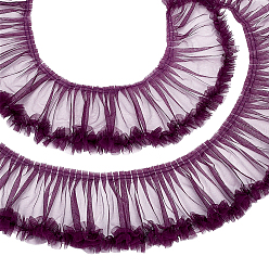 Purple 2 Yards Polyester Ruffled Trimming, for Doll Clothes, Lolita Costume Accessories, Purple, 6-1/8 inch(155mm)