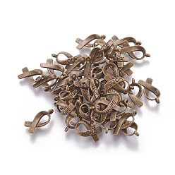 Античная Бронза Лента осведомленности рака молочной железы резные слово надежда тибетский стиль сплава подвески, без свинца и без кадмия, античная бронза, 18x7.5x3 мм, отверстие : 1.5 мм, Около 1080 шт / 1000 г