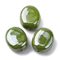 Зеленый Бусины из полимерной глины , овальные, зелёные, 28.5x23.5x14 мм, отверстие : 2.2 мм