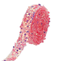 Ярко-Розовый 5 ярдов блестящие ПВХ пайетки украшения с горячей фиксацией аксессуары, термоклей на спине, аксессуары для костюма, звезда, ярко-розовый, 12x1 мм