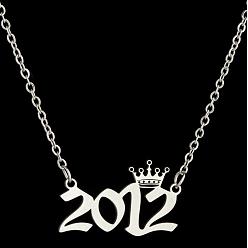 Number Год рождения короны 201 ожерелья из нержавеющей стали для женщин, цвет нержавеющей стали, число 2012, 17.72 дюйм (45 см)