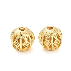 Золотой Латунные бусины, полый круг с ромбом, золотые, 10 мм, отверстие : 2.8 мм