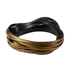 Gold PE Plastic Imitation Rattan Wicker, Solid Weaving Material, for DIY, Furniture Knitting, Flat with Stripe Pattern, Gold, 8x1.2mm, 32m/roll