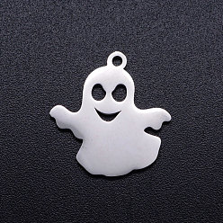 Color de Acero Inoxidable Resistente al deslustre 201 colgantes de acero inoxidable, fantasma, Halloween, color acero inoxidable, 18x17x1 mm, agujero: 1.5 mm