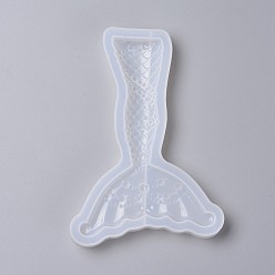 Blanc Moules en silicone, moules de résine, pour la résine UV, fabrication de bijoux en résine époxy, queue de sirène, blanc, 19.5x13.6x1.9 cm
