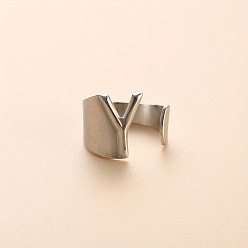 Letter Y 304 из нержавеющей стали манжеты кольца, цвет нержавеющей стали, Письмо Y, 16 мм, внутренний диаметр: 18 мм