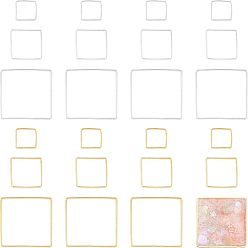 Golden & Silver 240Pcs 6 Style Square Brass Linking Rings, Golden & Silver, 8~20x~208x0.8~1.2mm