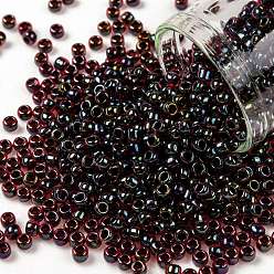 (400) Black Lined Dark Ruby Luster TOHO Round Seed Beads, Japanese Seed Beads, (400) Black Lined Dark Ruby Luster, 8/0, 3mm, Hole: 1mm, about 1110pcs/50g