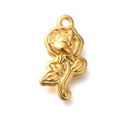 Настоящее золото 18K Ионное покрытие (ip) 304 подвески из нержавеющей стали, цветочный шарм, реальный 18 k позолоченный, 21.5x12.5x4.7 мм, отверстие : 2 мм