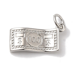 Платина Стойки обшивки латунные подвески, с прыжковых колец, долговечный, без свинца и без кадмия, Деньги, платина, 9x16.5x2.5 мм, отверстие : 3 мм