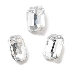 Серебряный Оттенок K 9 кабошоны из стеклянного страза, задние и задние, прямоугольные, серебряный оттенок, 8x6x4 мм