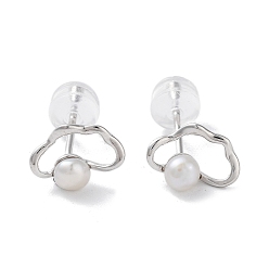 Cloud Natural Pearl Stud Earrings for Women, with Sterling Silver Pins, Cloud, 7x9.5mm