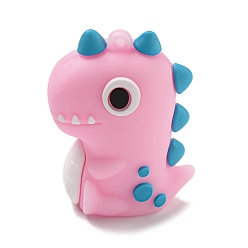 Pink Пластиковые подвески из пвх 3d, подвесные украшения для сумки-брелока, динозавр, розовые, 46x35x18 мм, отверстие : 2 мм