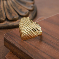 Золотой 304 текстурированные кольца на пальцах из нержавеющей стали, сердце, золотые, 20 мм