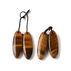 Oval 2 подвески из натурального тигрового глаза, подвески с драгоценными камнями, овальные, 28x9x3.5 мм, отверстие : 1 мм