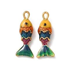 чирок 304 нержавеющей стальной эмали подвески, рыбы прелести, ионное покрытие (ip), реальный 18 k позолоченный, зелено-синие, 23x9x5 мм, отверстие : 1.4 мм