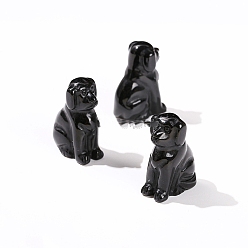 Обсидиан Натуральные обсидианные декорации, украшение домашнего офиса, собака, 25 мм