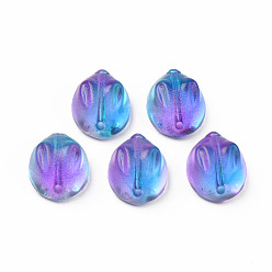 Blue Violet Two Tone Transparent Spray Painted Glass Beads, Rabbit, Blue Violet, 14x12x8mm, Hole: 1.4mm