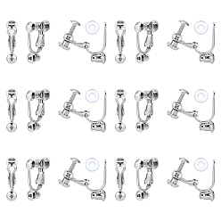 Платина 20 латунные серьги-клипсы, 20Силиконовый зажим на подушечках сережек, платина, 17x12.5x5 мм, отверстие : 1.2 мм