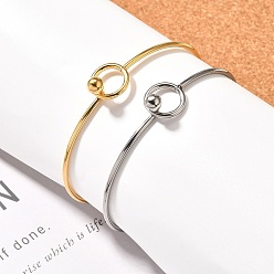 (52) Непрозрачная лаванда 304 из нержавеющей стали браслет, заканчиваться неподвижными круглыми бусинами, разноцветные, 2-3/8 дюйм (6~6.5 см)