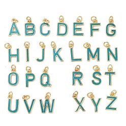 Letter Стойки обшивки латунные подвески, с эмалью и кольцом для прыжков, без кадмия и без свинца, долговечный, реальный 18 k позолоченный, буквы, буквы, 11.5~12x2~10x1 мм, отверстие : 2.5 мм.