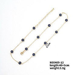 Синий Латунные цепочки-колье от сглаза для женщин, золотые, синие, 15.75 дюйм (40 см)