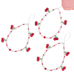 Красный 3 шт. ремешки для мобильных телефонов из акрила и АБС-пластика, вишня, красные, 210 мм