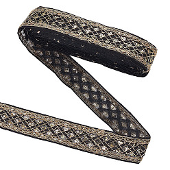 Black 10Yards Paillette Embroidery Ribbon, Lace Trim, Clothes Accessories, Black, 1-5/8 inch(42mm)
