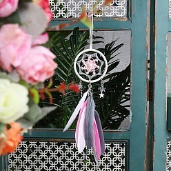 Разноцветный Тканая сетка/паутина с подвесными украшениями из перьев, со смолевыми бусинами, для подвесных украшений автомобиля, красочный, 180x75 мм