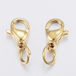 Золотой Ионное покрытие (ip) 304 застежки-клешни из нержавеющей стали, золотые, 9x6x3 мм, отверстие : 3.5 мм