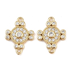 Настоящее золото 18K Подвески-крестики с латунным паве из прозрачного кубического циркония, без свинца и без кадмия, долговечный, стойки покрытие, реальный 18 k позолоченный, 15.5x11x2.5 мм, отверстие : 1 мм