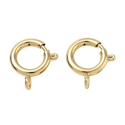 Real 18K Gold Plated Brass Spring Ring Clasps, Cadmium Free & Lead Free, Rack Plating, Long-Lasting Plated, Real 18K Gold Plated, 18x16x5mm, Hole: 2.3mm