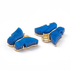 Dodger Blue Acrylic Charms, with Light Gold Tone Alloy Finding, Butterfly Charm, Dodger Blue, 13x14x3mm, Hole: 2mm