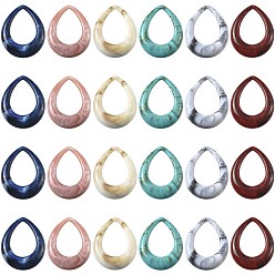 Mixed Color 24Pcs 6 Colors Acrylic Big Pendants, Imitation Gemstone Style, Teardrop, Mixed Color, 53x43.5x8mm, Hole: 26x36mm, about 4pcs/color
