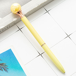 Желтый Вращающаяся шариковая ручка из нержавеющей стали ярких цветов с жемчугом, школьные офисные принадлежности, желтые, 142x10 мм