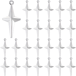 Нержавеющая Сталь Цвет 100 шт. 304 подвески из нержавеющей стали. Подвеска в виде звезды., цвет нержавеющей стали, 24.5x12x4 мм, отверстие : 1 мм