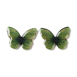 Green Trsnaprent Epoxy Resin Pendants, Butterfly Charms, with Glitter Powder, Green, 22x29.5x3mm, Hole: 1.2mm
