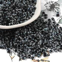 Темно-серый Двухцветный внутренний цвет прозрачный стеклянный бисер, колонка, темно-серый, 3.5x2.5 мм, отверстие : 1.2 мм, Около 18000 шт / фунт