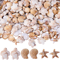 Mixed Shapes 150 шт 3 стили непрозрачные акриловые бусины, цвет морской раковины, разнообразные, 15~17x12~14 мм, 50 шт / стиль