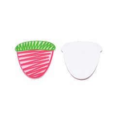 Deep Pink Printed Acrylic Cabochons, Half Oval, Deep Pink, 34.5x34x2mm