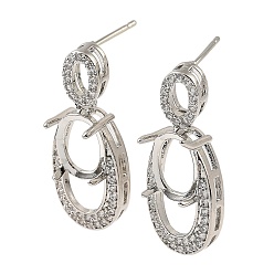 Платина Стойка покрытие латунь с кубическим цирконием серьги-гвоздики находка, без свинца и без кадмия, платина, 29x12 мм, штифты : 1 мм